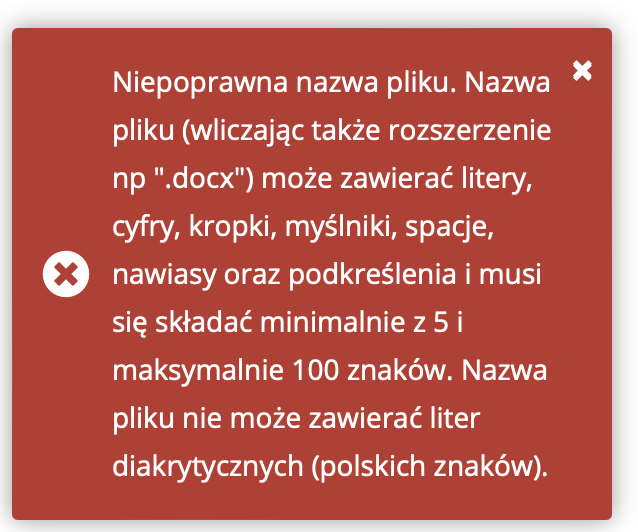 Screen z monitem błędu w systemie do składania sprawozdań finansowych do KAS