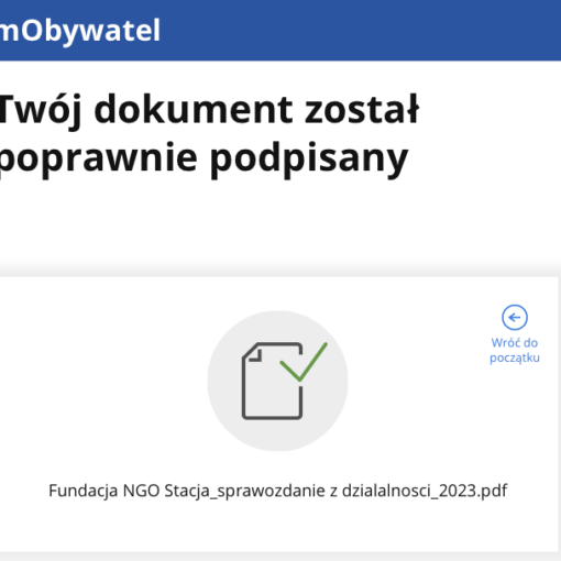 Zcreeen z rządowego programu do podpisywania dokumentów