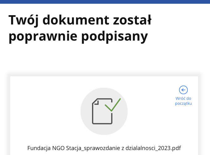 Zcreeen z rządowego programu do podpisywania dokumentów