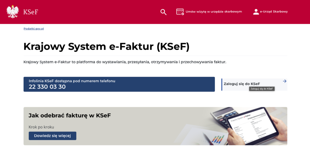 Widok strony Ksef 2.0